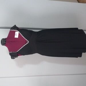 Signature By Sangria  Black Dress with Sheer Sleeves Sinature Size 10